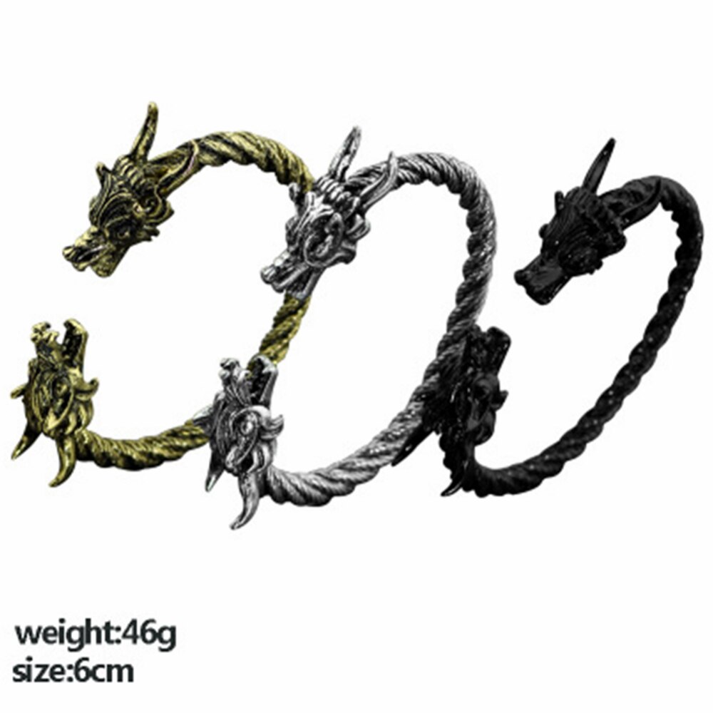 Pulseira punk gótica preta masculina, bracelete para homens e meninos, joia norse de dragão