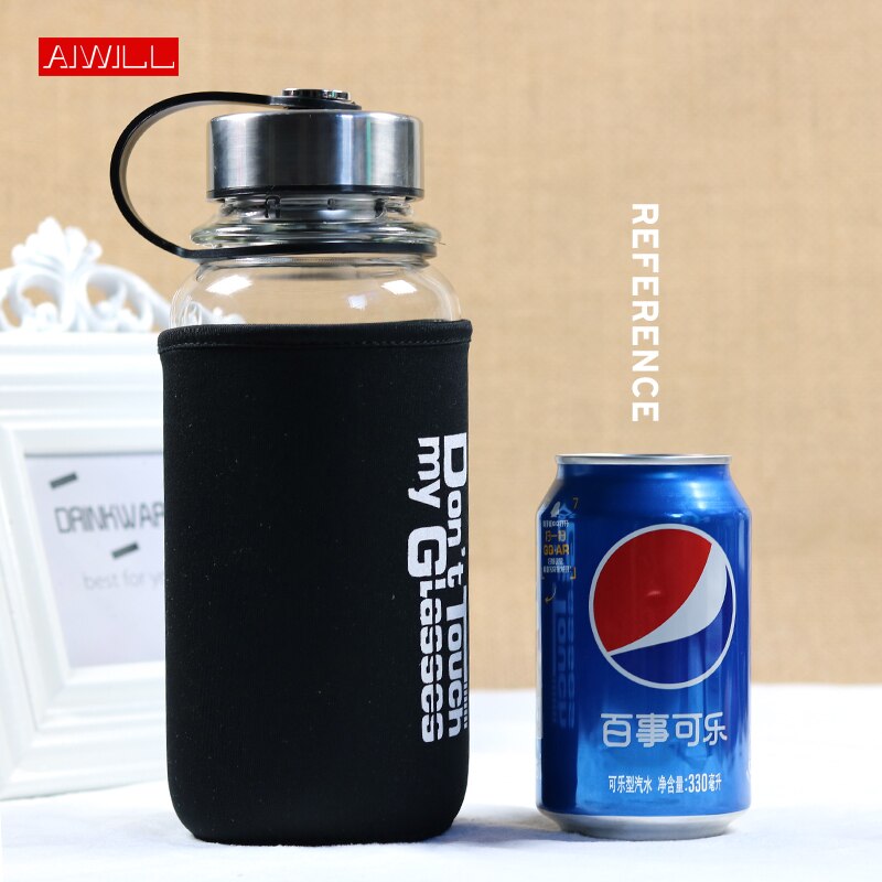 1000ml 700ml Large capacity water bottle with tea infuser Outdoor travel glass bottle with women and men