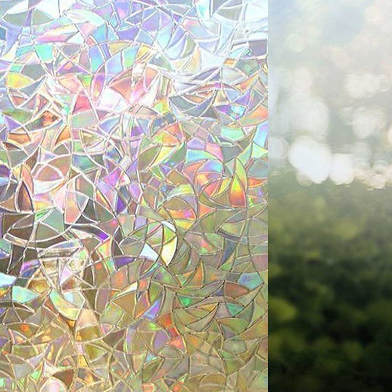 1 pc 3d statisk privatliv vindue glas film klistermærke dekorativt farvede anti uv selvklæbende regnbue effekt klistermærker boligindretning