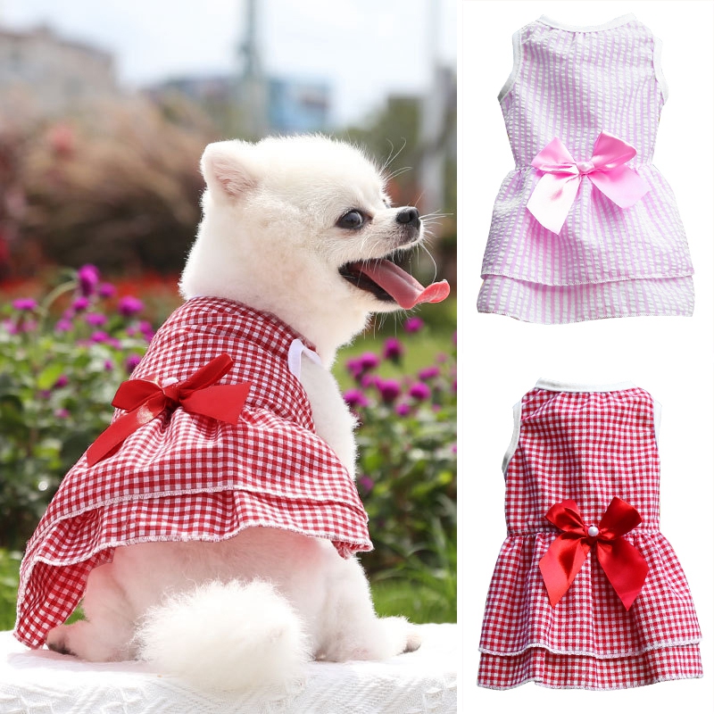 Huisdier Kleding Lente Zomer Hond Rok Kitten Puppy Zoet Prinses Kleding Verjaardag Bruiloft Chihuahua Plaid Kleding