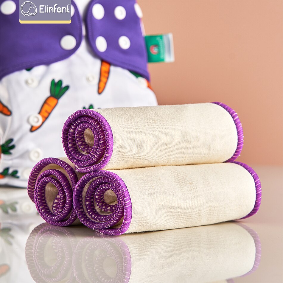 Elnourrisson-couches de couches de couches en coton de chanvre violet, Insert de couche lavable, réutilisable, Super doux, 35x13.5 Cm, 10 pièces