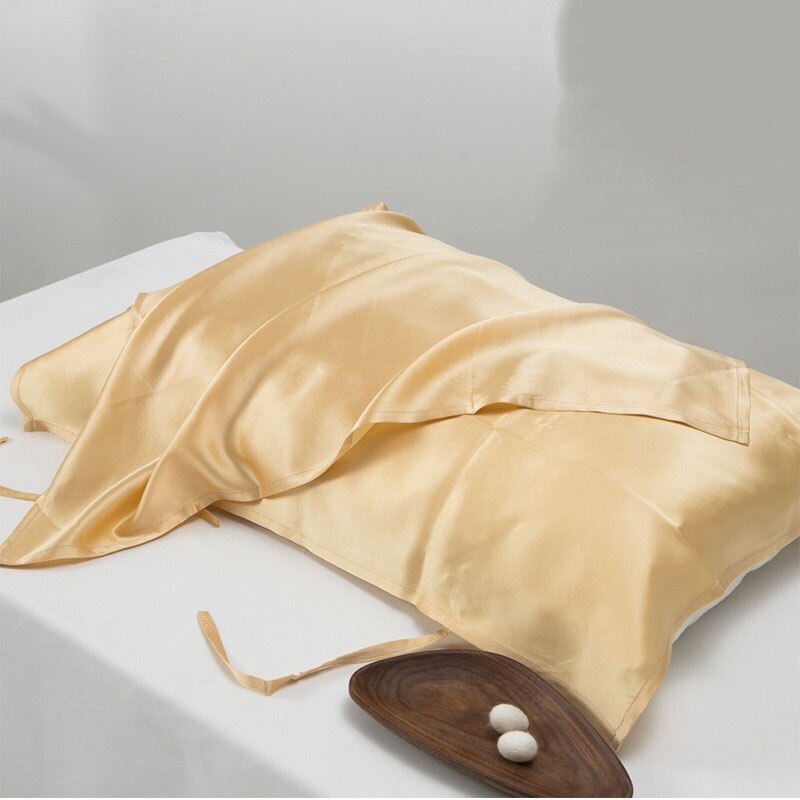 2 Stuks Zijde Kussen Handdoek Zware Zijden Kussen Handdoek 100% Moerbei Zijde Satijn Zijde Kussen Pure Kleur Stropdas Om De kussen 19 Momme: 2 Champagne