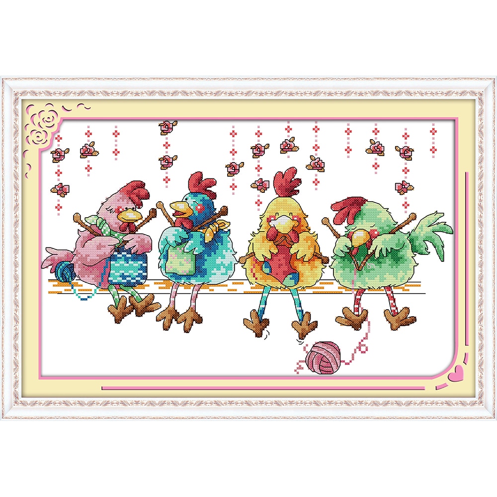 Everlasting love Christmas The chicken knitting a sweater Ecological cotton Chinese cross stitch kits stamped sales