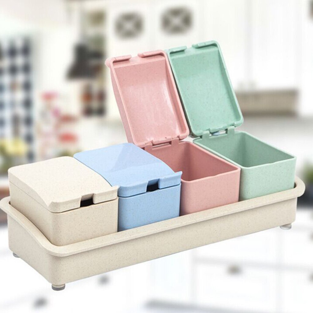 Estante de condimentos macetas de especias caja de almacenamiento contenedor de condimento tarro de cocina herramienta Apr16