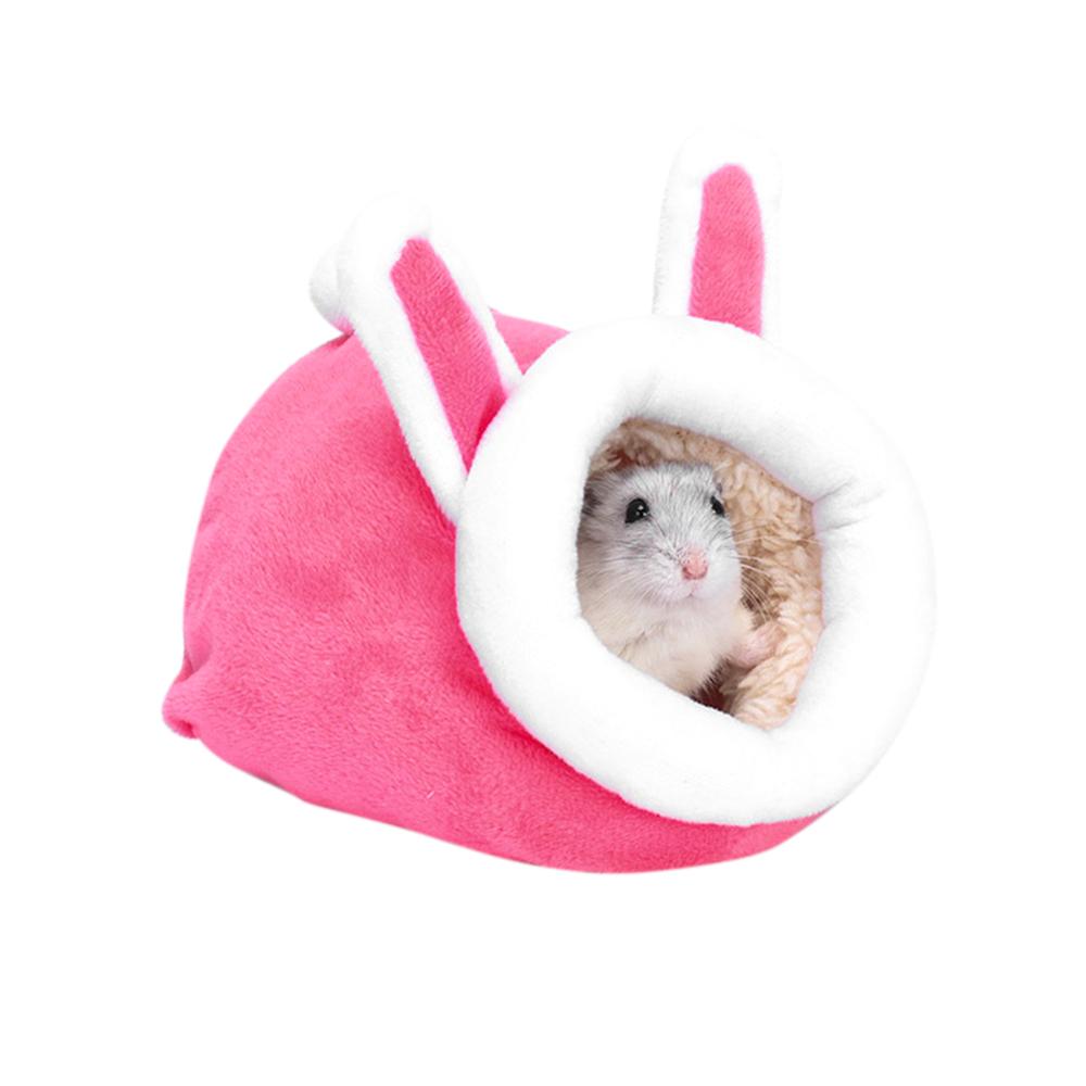 Mini petit nid pour animaux de compagnie mignon confortable en peluche doux hérisson Hamster maison lit Cage petit coton lit de couchage pour Hamster: Rose