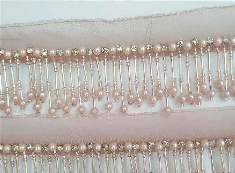 6cm Wide Pearl Beaded Fringe Dancewear Wedding Dress Costumes DIY Sewing Supplies