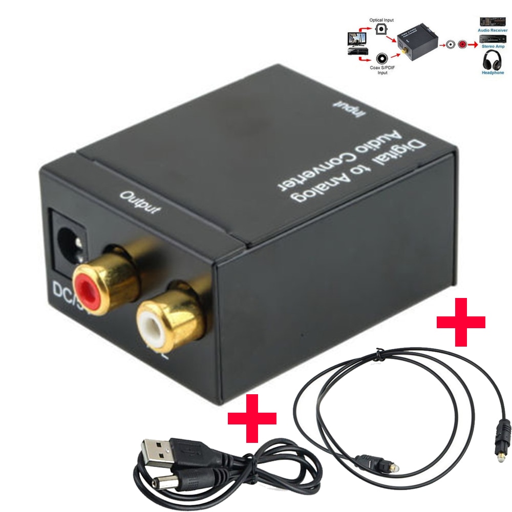 RCA L/R 3.5mm Digitale Audio Analoog L/R Converter Fiber Optische Coaxiale RCA Signaal SPDIF naar Analoog Audio Decoder DAC Versterker