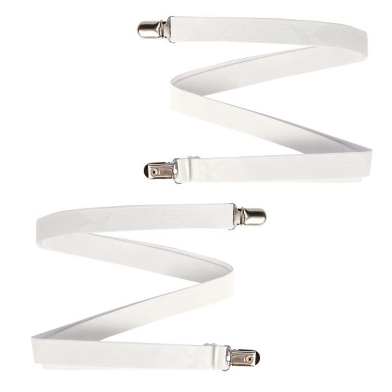 2 Stuks Vel Bed Verstelbare Bretels Kriskras Band Bandjes Grijpers Matras Dekbed Elastische Fasteners Clips: WHITE