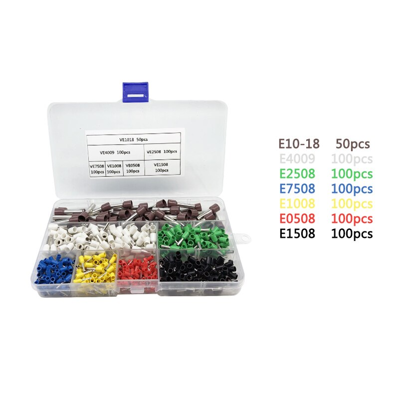 1 box electric wire and cable wiring crimp terminals connector cold pressed pre-insulated sleeve tube terminal box set: Combination 5