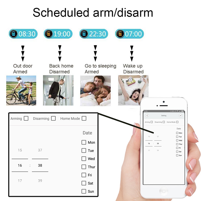 wofea HD 1080P wifi video home security alarm system wifi smart V10 APP message push notice SMS & auto dial smoke & door sensor
