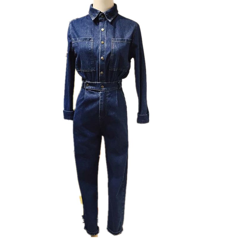Denim jumpsuit blå jean bukser jumpsuit body dame denim overall rompers