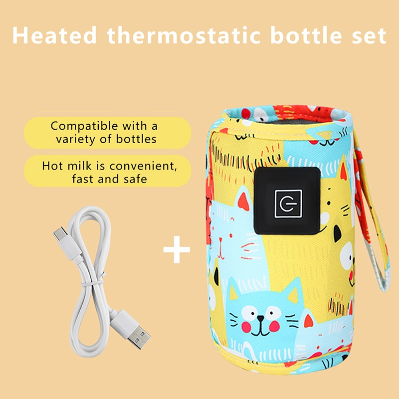 USB melkwaterverwarmer, reiswandelwagen geïsoleerde tas, zuigflesverwarmer, draagbare flesvoedingswarmer, Kerstmis, Halloween