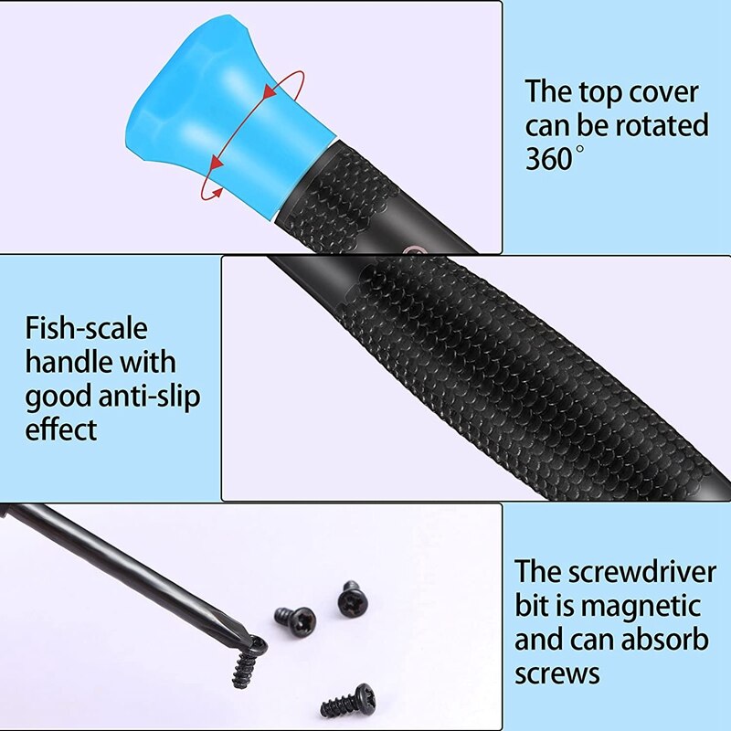 24 Pcs Precision Magnetic Screwdriver Set with Flathead /Star Screwdrivers for Repairing Eyeglass Phone Watch Computer