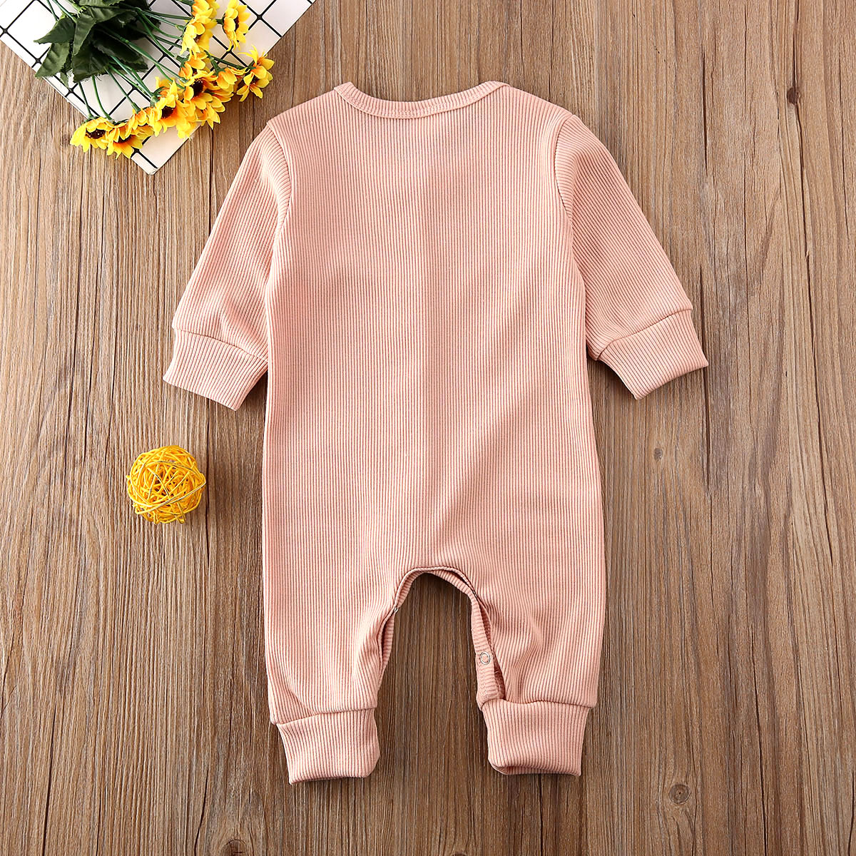 Småbarn barn baby jente gutt høst vinter varme klær ensfarget strikket romper overall antrekk lange ermer søt ett stykke 0-24m