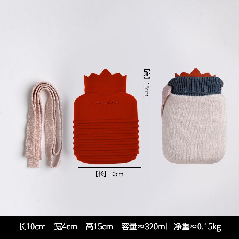 Portable Silicone Water Bag Small Knitted Reusable Water Bag Girls Bouillotte Peluche Hand Warmer EA6RSD: Red Square