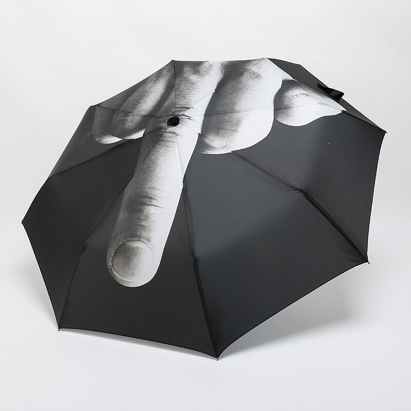 Personality Middle Finger Umbrella Men Windproof Folding Double Layer Suncreen Parasol Impermiable Umbrella Parachase With Box