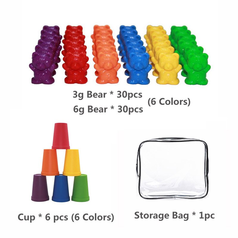 Children Montessori Toy 1set Boxed Counting Bear Montessori Educational Cognition Rainbow Matching Game Educational Toys: Set F