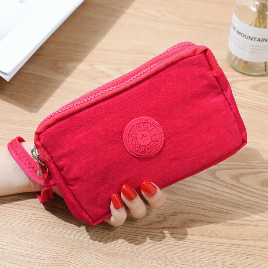 Womens Mini Phone Bag Short Wallet Three-Layer Zipper Purse Coin Purse Casual Solid Simple Lady Wrist Strap Card Wallet: G