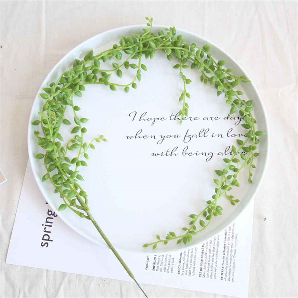 78cm Artificial String of Pearls Hanging Beads Lover Tears Artificial green Leaves Succulent Plant for Home Wedding Decoratio