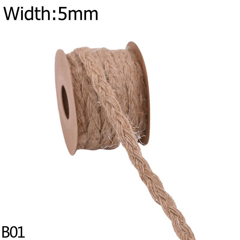 5Meter 5-10Mm Vintage Natuurlijke Jute Jute Lint Hennep Kant Handgemaakte Geschenkverpakking Jute Hennep Gevlochten Touw home Decor Diy Craft: B01-5mm