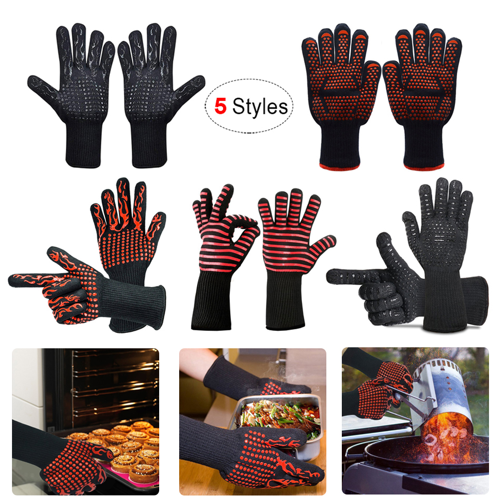 500-800 grader extremt värmetåliga grillhandskar för bakning grillning ugnsvantar kökstillbehör matlagningshandskar