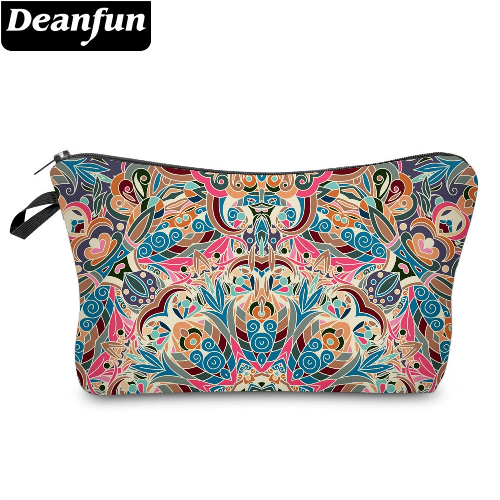 Deanfun bolso para cosméticos con Mandala estampado colorido, bolsa de almacenamiento con flores, bolsa de maquillaje para mujer para viaje 51558