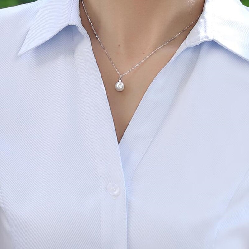 Naviu business twill skjorte ol formell sommer kortermet chiffon bluse kontor dame arbeidsklær pluss størrelse topper