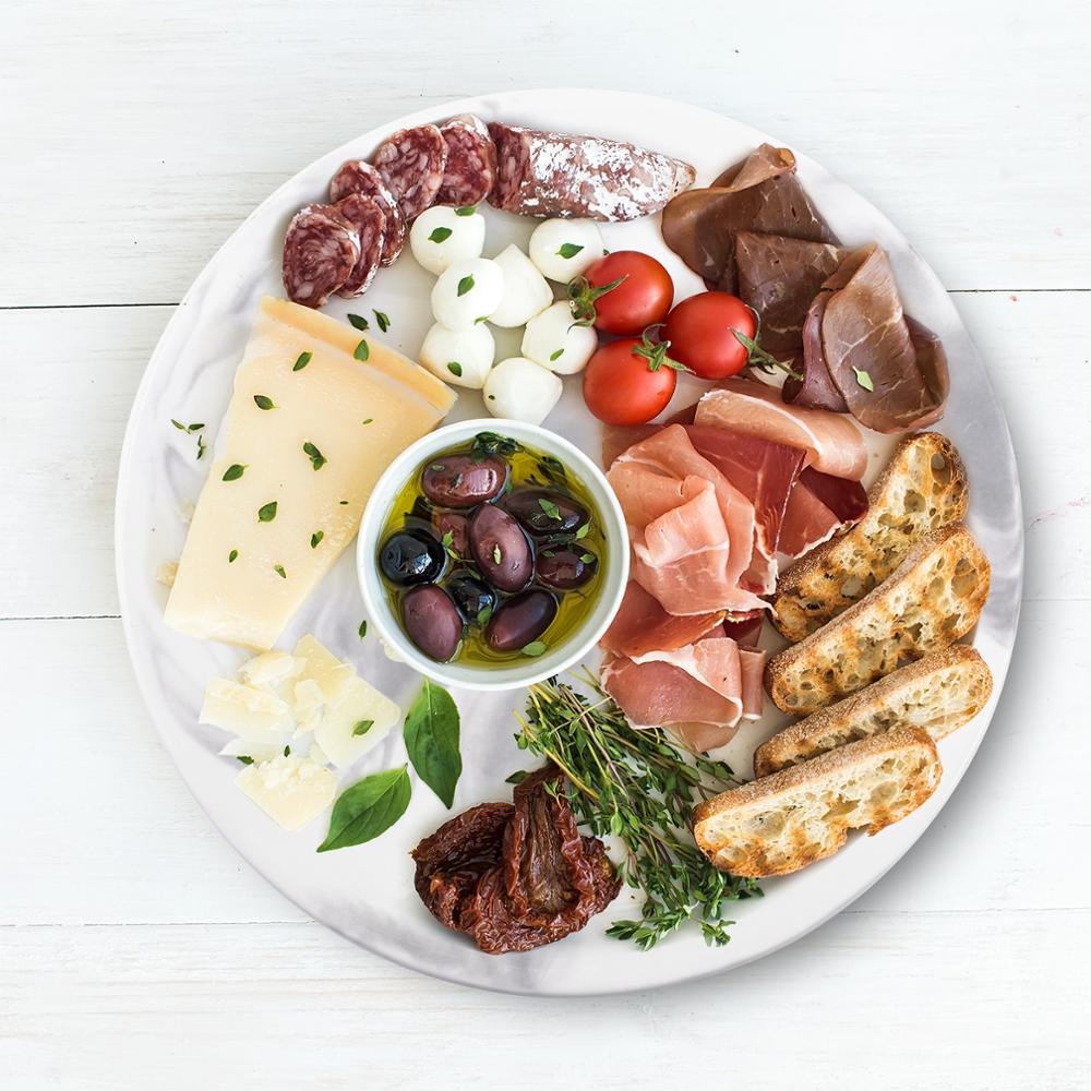 Lekcoh western rund marmor mönster skiffer fat solid biff keramik tallrik tårta sushi grill tallrik ost pizza platt