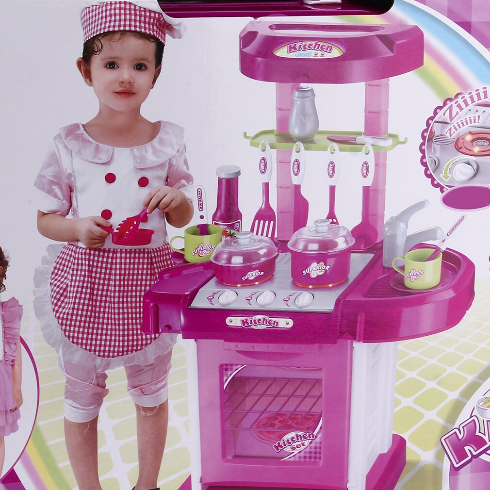 Multifunctionele Kinderen Spelen Speelgoed Meisje Baby Speelgoed Grote Keuken Koken Simulatie Tafel Model Gebruiksvoorwerpen Speelgoed