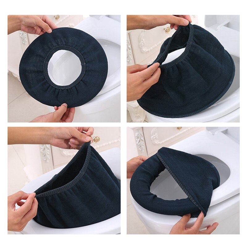 1pc tilfeldige farger toalettsete koffert varmere toalett tilbehør pidestall pute pads vaskbare toalett setetrekk