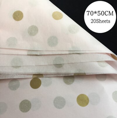 20 stk 50 x 70cm blomsterindpakningspapir stor prik farverigt tryk silkepapir indpakningspapir blomsterindpakningsmateriale: Guld-prik-pink