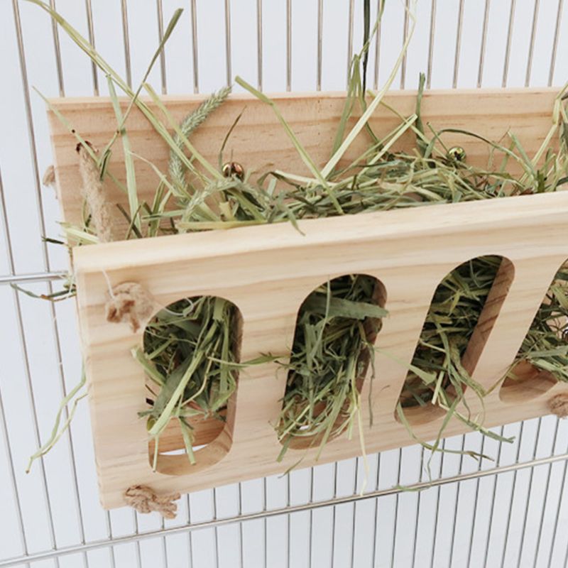 Massivholz Kaninchen Fütterung Heu Gestell Faltbare oben Regal 4 Gitter Hohl Fütterung Gras Lieferungen für Hamster Chinchilla Kleine Haustier c42
