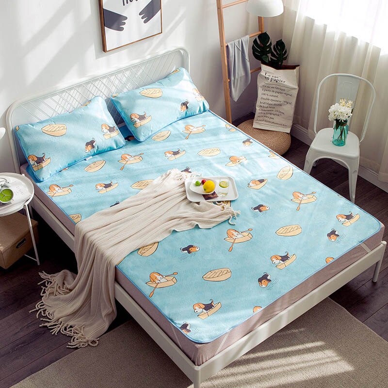 3 Stck Kühl Bett Matratze Mit Bettdecken Kissen Abdeckungen Ausgestattet Blatt setzt Mit Gel Für König Größe Bett Königin Größe: A / 180x200cm