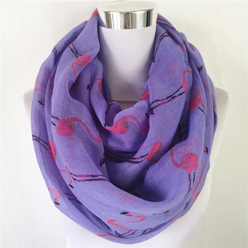 Bufanda de flamencos infinity para mujer, pañuelos circulares pequeños de animales de , bufanda de lazo gris Beige, bufanda de anillo de pájaro para mujer: Circle scarf Denim B
