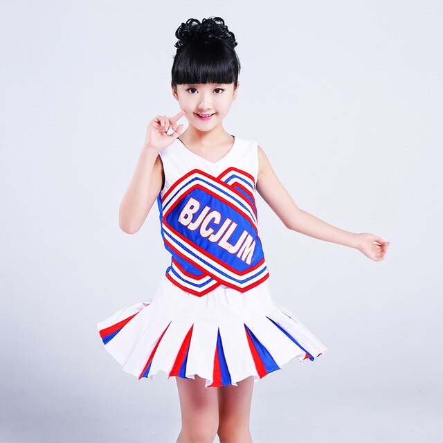 Girl Primary School Uniforms Set Girl Cheerleader Uniforms Kid Cheer Leaders Costumes Children Soccer Cheer Team Uniforms