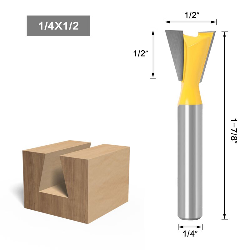 1Pc 6.35Mm 12.7Mm Schacht Hout Cutter Zwaluwstaart Frezen Voor Hout Tungsten Graveren Tool Frezen: NO3