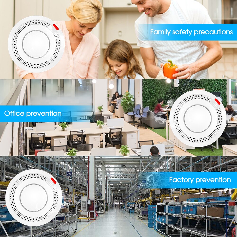 Wifi røgdetektor smart brandalarm sensor trådløst sikkerhedssystem smart life tuya app kontrol smart hjem til hjemmekøkken