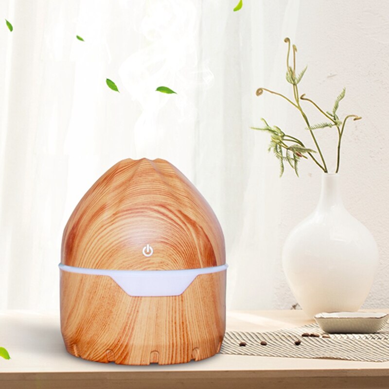 300Ml USB Electric Humidifier Essential Aroma Oil Ultrasonic Wood Grain Air Humidifier Mini Mist Maker LED Light