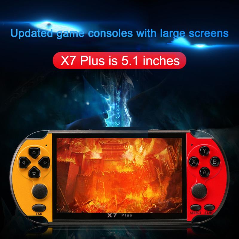 X7 Plus de consola de juegos Retro doble balancín 5,1 pulgadas Hd LCD portátil de 8G películas consola de juego Built-in10000 juegos