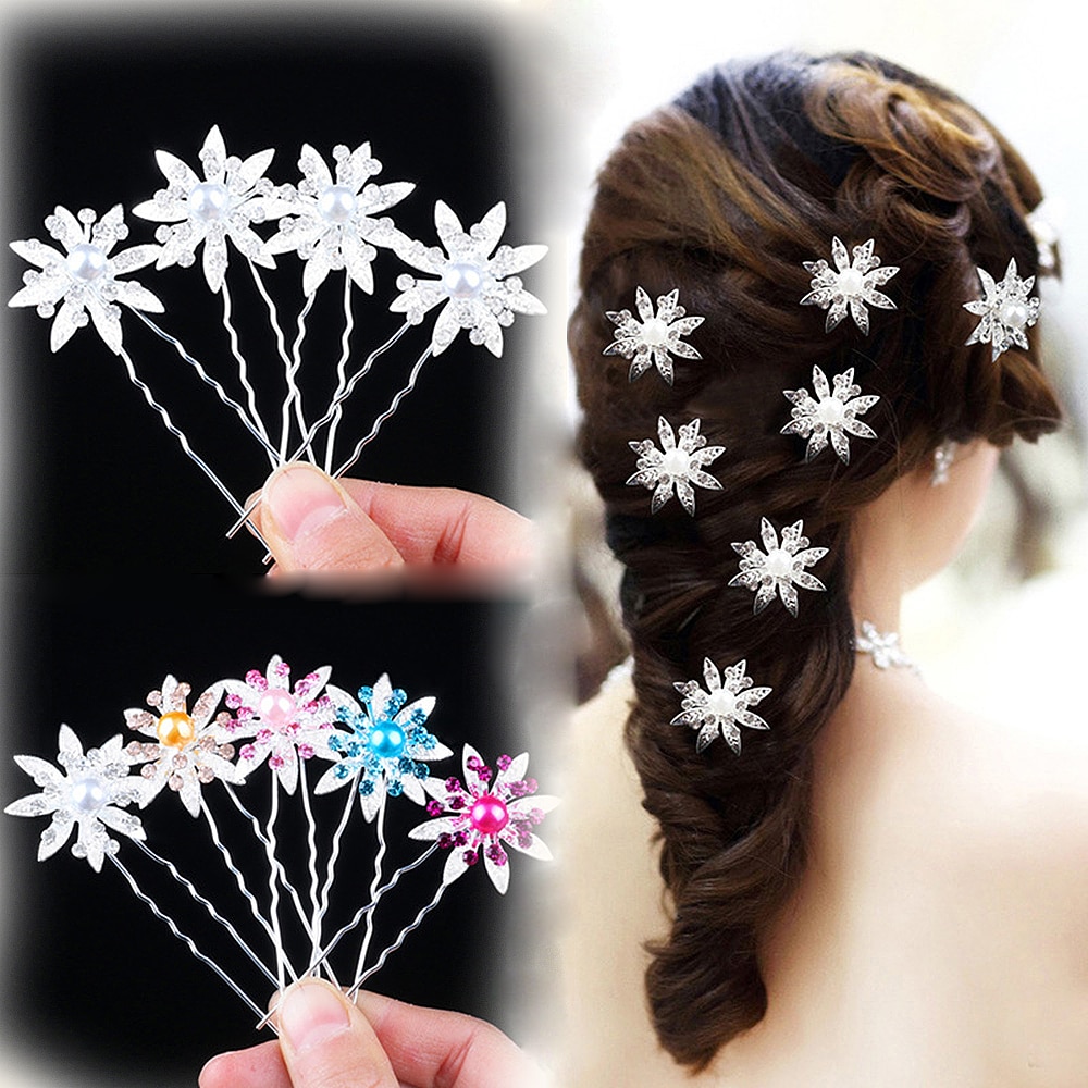 5pcs Flower Hairpins Hairstyles Wedding Bridal Hair Pins Hair Jewelry Accessories Hairwear Girls Hair Clips For Women