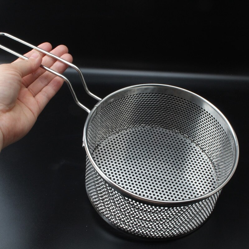 304 Stainless Steel Frying Fried Basket Frying Pan Filter Food Colander Oil Leak Cocoa Sieve Mesh Noodle Dumplings Strainer