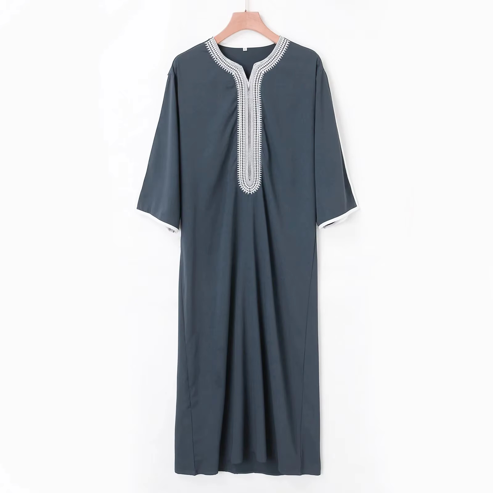 Túnica bordada y lujosa de estilo marroquí musulmán para hombre, bata informal holgada de manga corta para adoración navideña para hombre