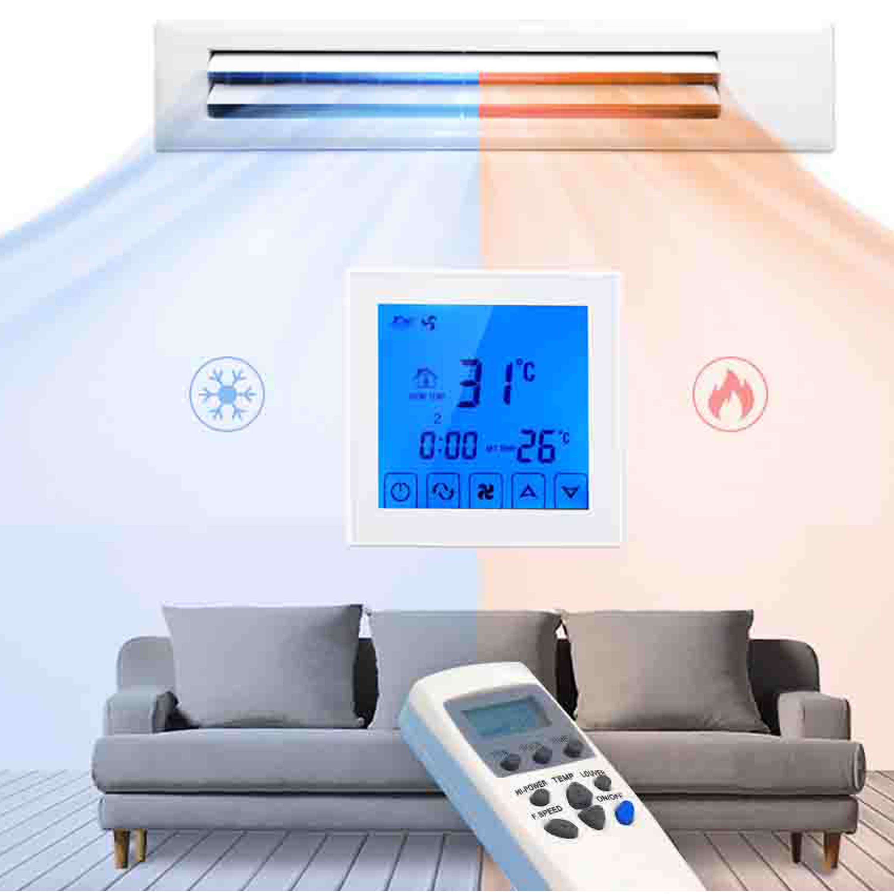 2P Fan Coil Unit Temperature Thermostat Control For Programable Thermostatic Valve Remote Control Optional