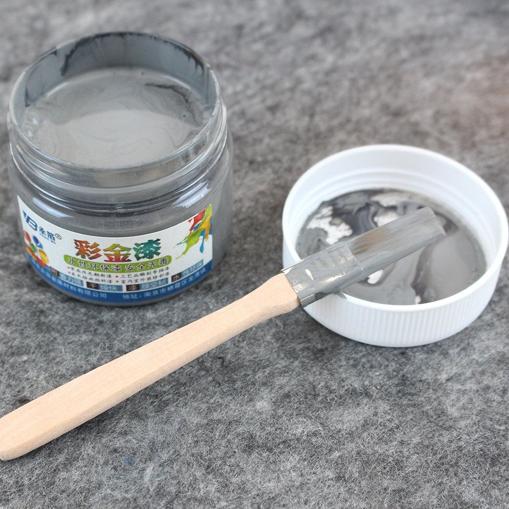 Dark Gray Water-based Paint Metallic Lacquer Furniture Color Change in Door Arts Crafts Painting100g Acrylic Paint Wood Varnish