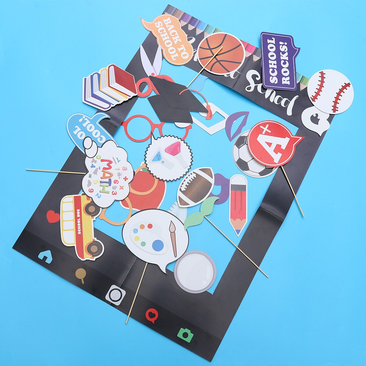 30pcs Photo Props Photo Booth Moustache Photo Shooting Party Supplies Accessories Photo Frame Props for Class Party