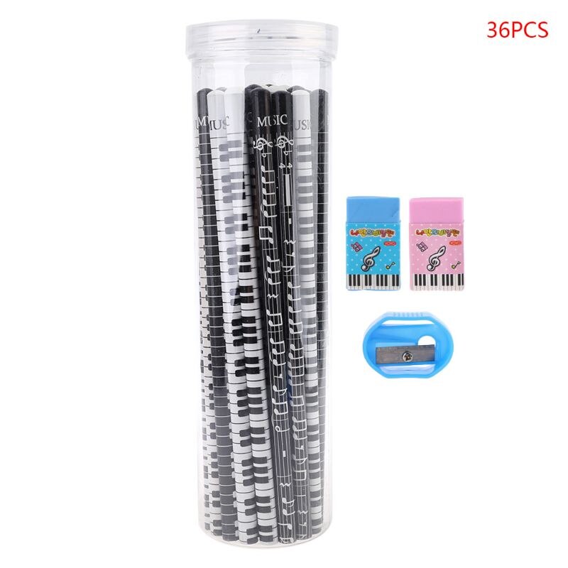 36pcs Musical Note Pencil Pen 2B Standard Piano Notes Writing Drawing Stationery: E