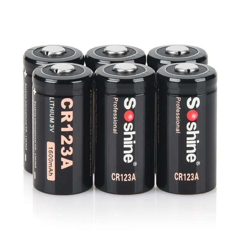 Soshine 3 V CR123A bateria 1600mAh 3 V baterie litowe jednorazowy akumulator do aparatu cyfrowego bezprzewodowy kalkulator myszy: Black