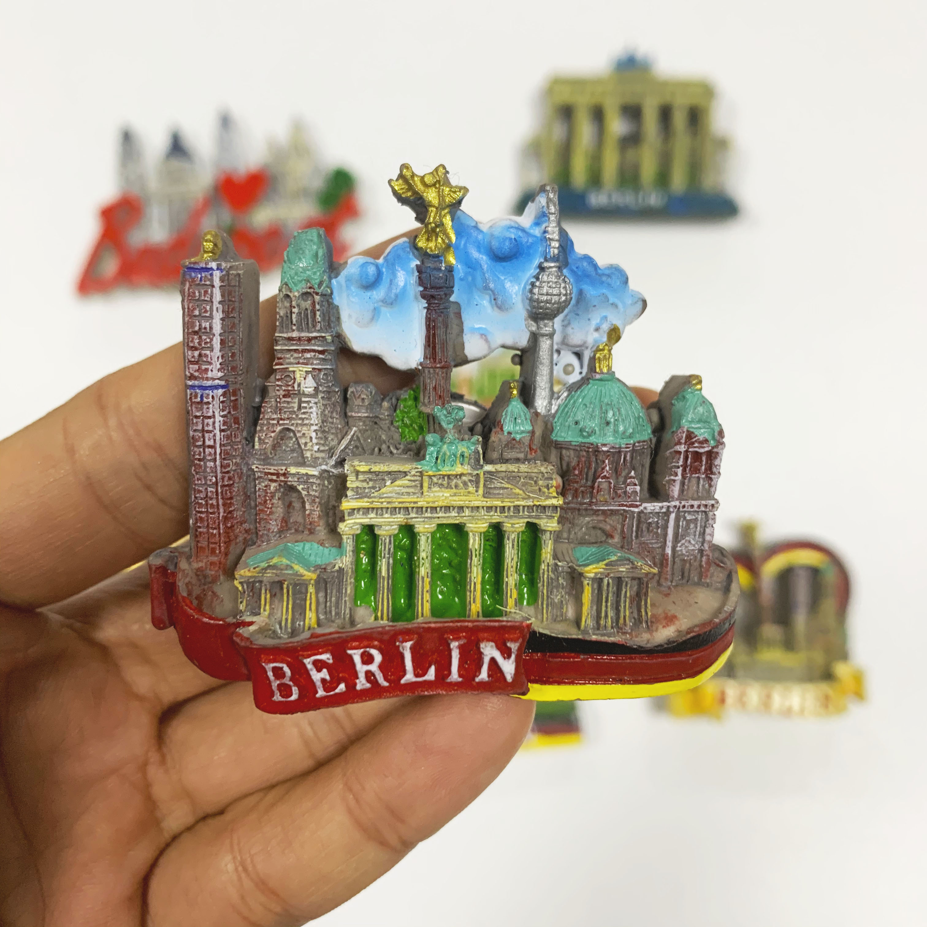 Country Fridge Magnets Germany Berlin Budapest Tourist souvenir Fridge Magnet Sticker World Travel Collection Magnetic: Blue