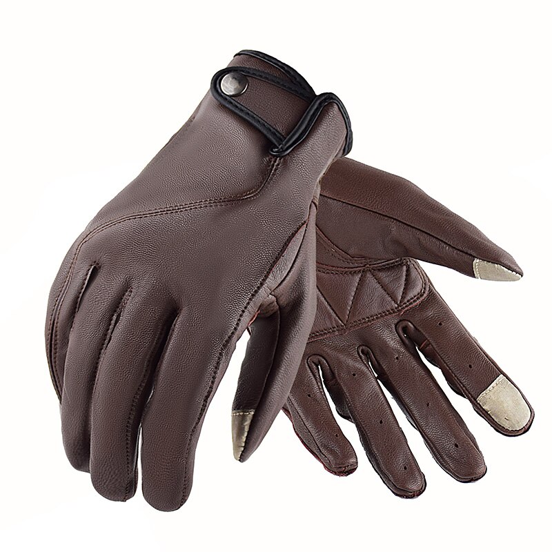 Gants de Moto en cuir Vintage pour hommes et femmes, gants pour Motocross, marron Knight, pour Motocross, été, M-XXL: Marron / L