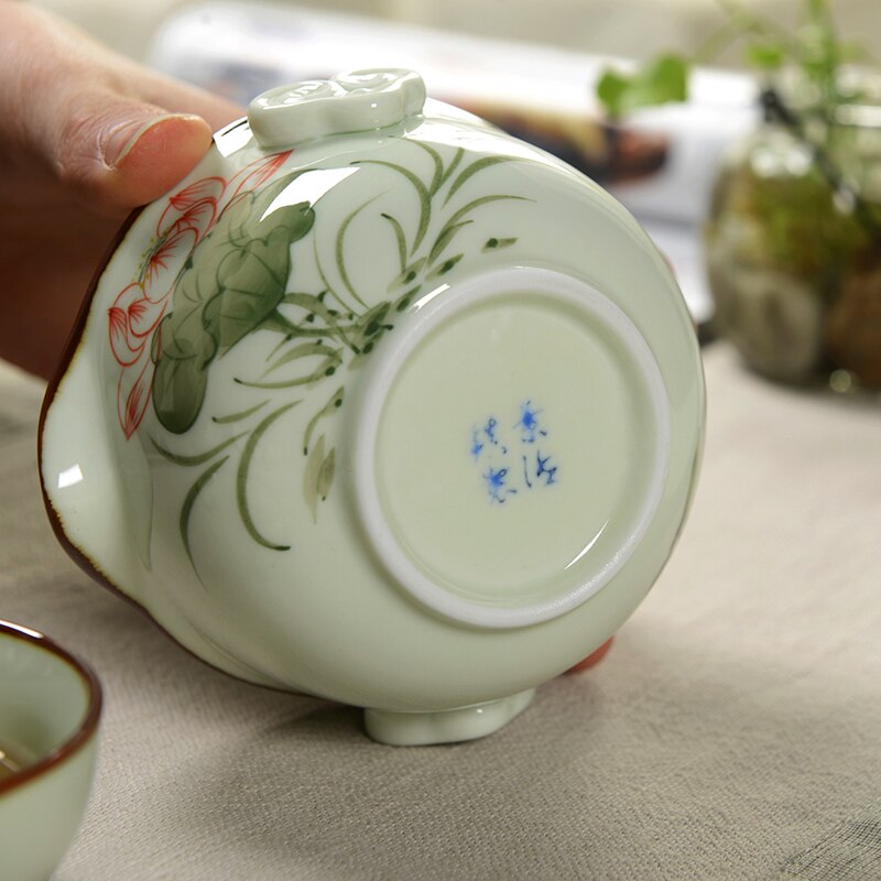 1 kande 1 kop gaiwan håndmalet porcelæn tekande te kop gaiwan rejse te sæt kungfu tesets quik kop tekop keramisk tekande
